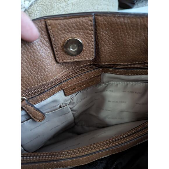 Michael Kors Jet Set Travel Bag Brown Purse Medium NS Chain Leather Satchel - Picture 12 of 13
